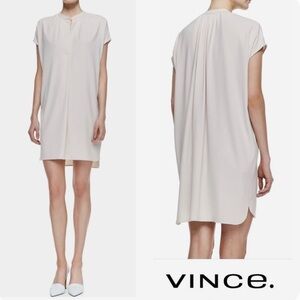 NWOT Vince Short-Sleeve Popover Dress, Beige